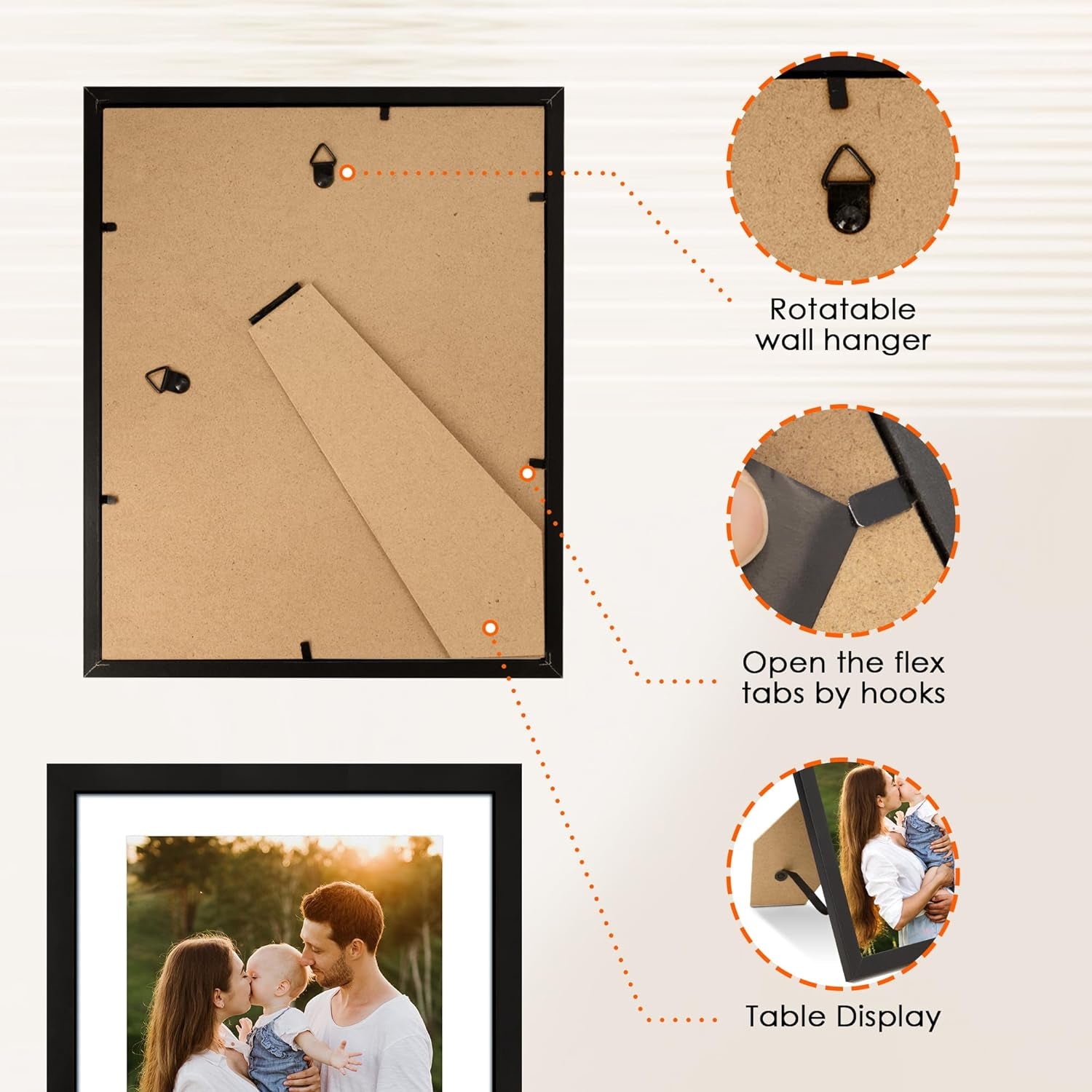 8x10 Picture Frames Set of 2 – Black Wall or Tabletop Display