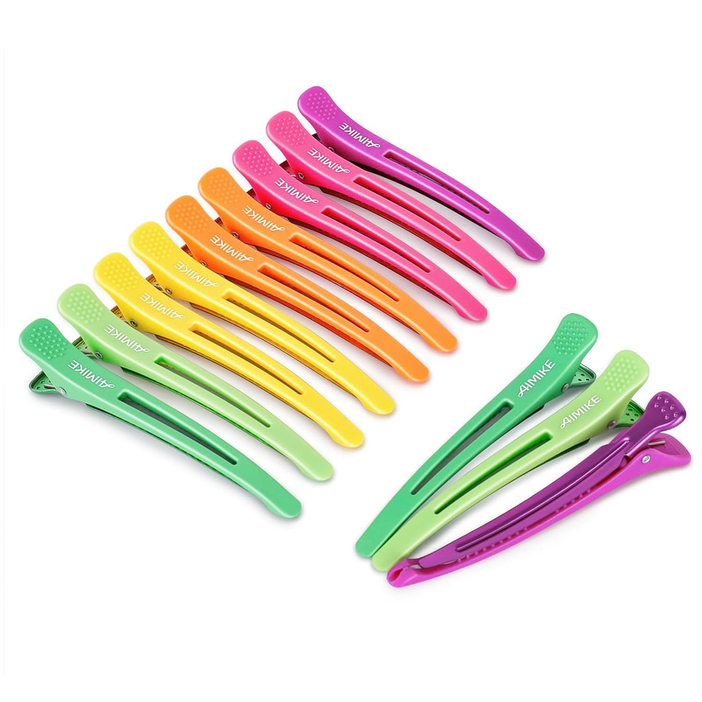 6Pcs Professional Hair Clips for Styling Sectioning, Anti-Slip No-Trace Duck Billed Hair Clips with Silicone Band, Salon and Home Hair Cutting Clips for Hairdresser, Women, Men - 4.3” Long
