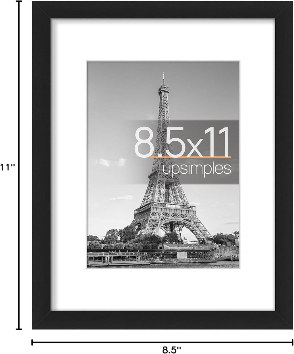 8.5x11 Black Picture Frame – Wall Hanging Display with Mat