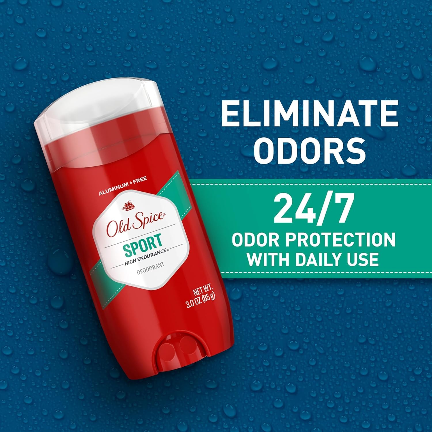 Aluminum Free Deodorant for Men, High Endurance, 24/7 Sweat Defense & Odor Protection to Eliminate Odors, 24/7 Freshness & Lasting Scent, Sport Scent, 3.0 Oz (Pack of 3)
