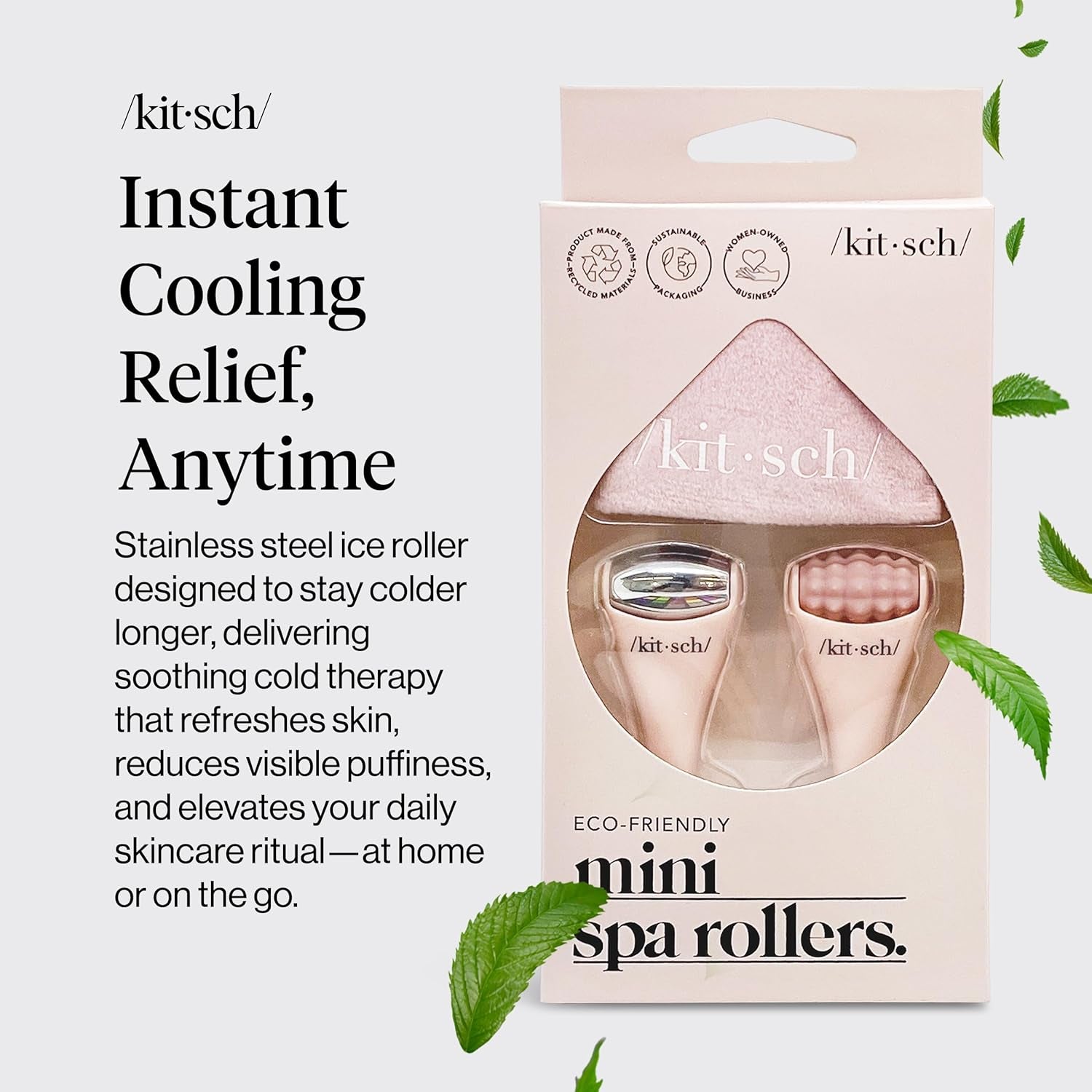 Mini Facial Roller & Ice Face Roller Skin Care Tool Set – Stainless Steel Face Rollers to Reduce Puffiness, Redness & Headaches, Great Irritation Relief & Spa-Like Experience Anywhere - Blush