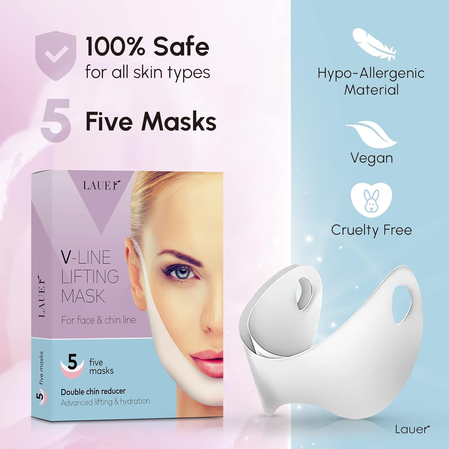 V Shaped Contouring Face Mask Line Shaping Lifting Belt Neck Reduction Jawline Lift Tape Enhancer Firming Chin up Collagen Hyaluronic Acid Aloe Vera