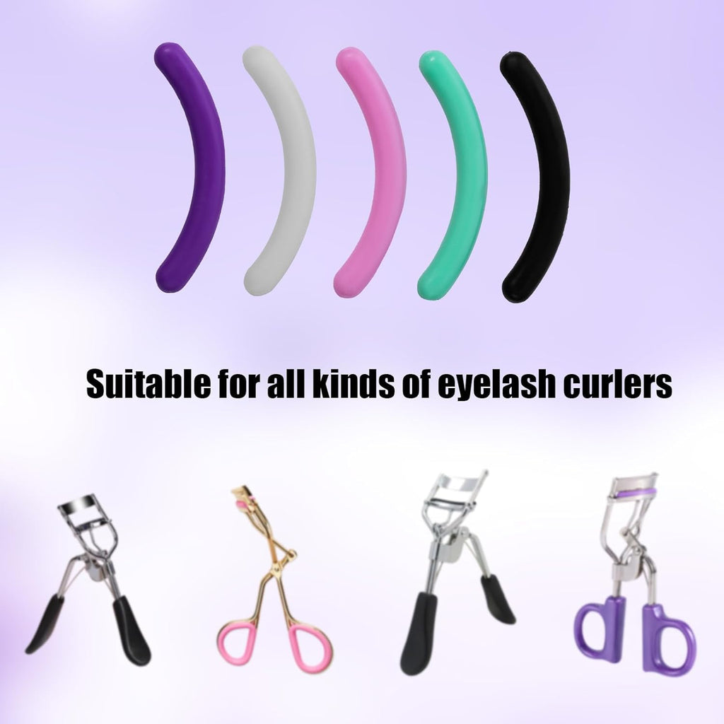 24Pcs Eyelash Curler Refills, Eyelash Curler Pads Silicone Rubber Eyelash Curler Replacement Pads Universal Eyelash Curler Makeup Tool Accessories, with Clear Storage Box (Multi Color)