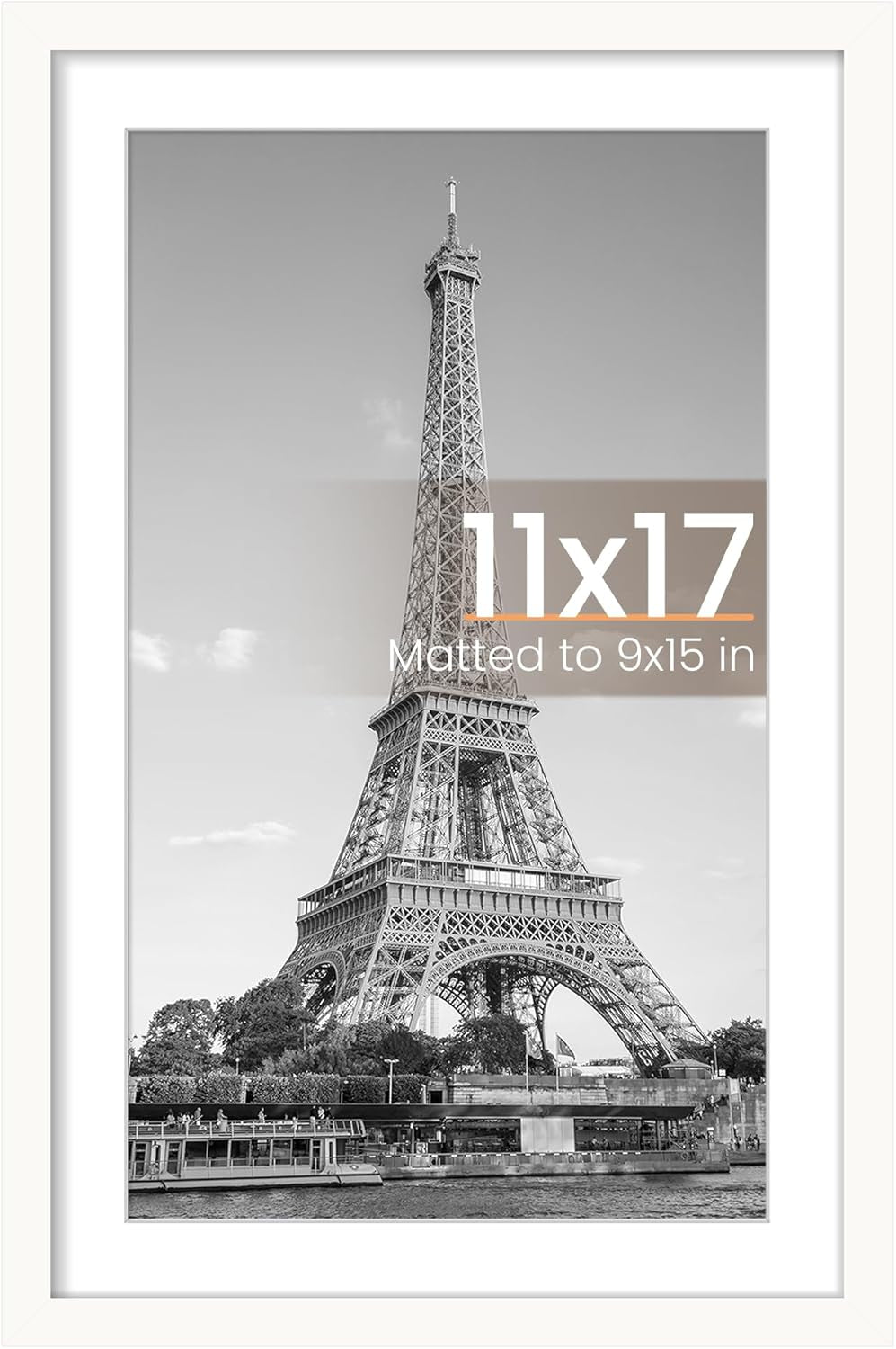 8.5x11 Black Picture Frame – Wall Hanging Display with Mat