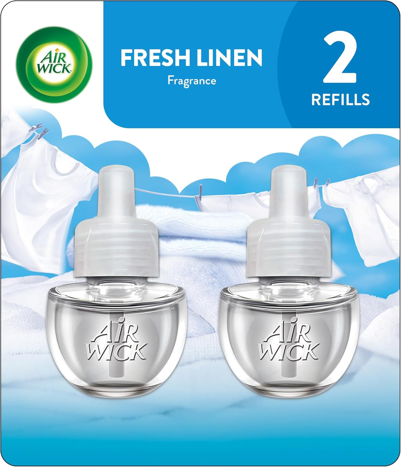 Plug in Scented Oil Refill, 10Ct, Fresh Linen, Air Freshener, Essential Oils, Eco Friendly Pack