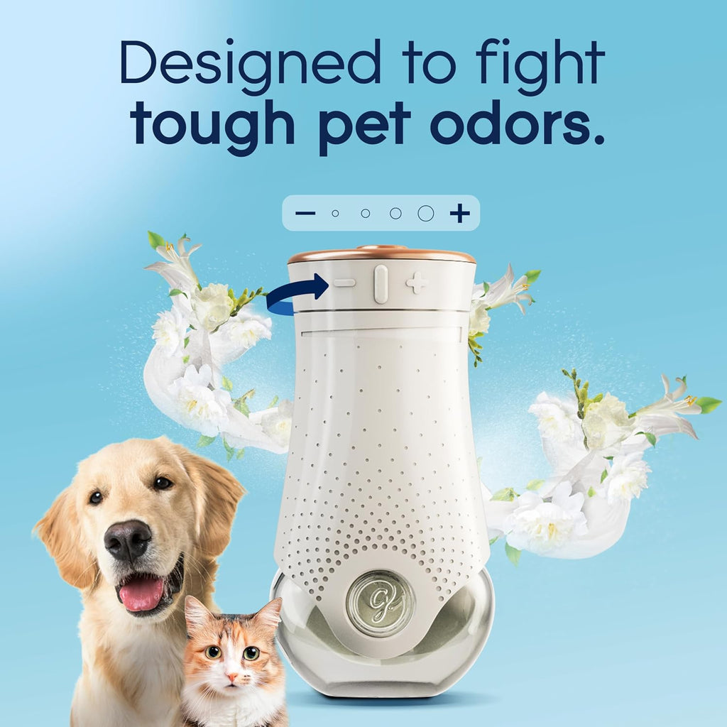 Plugins Refills Air Freshener Starter Kit, Pet Fresh Scent, Scented and Essential Oils for Home and Bathroom, 0.67 Fl Oz, 1 Warmer + 1 Refill