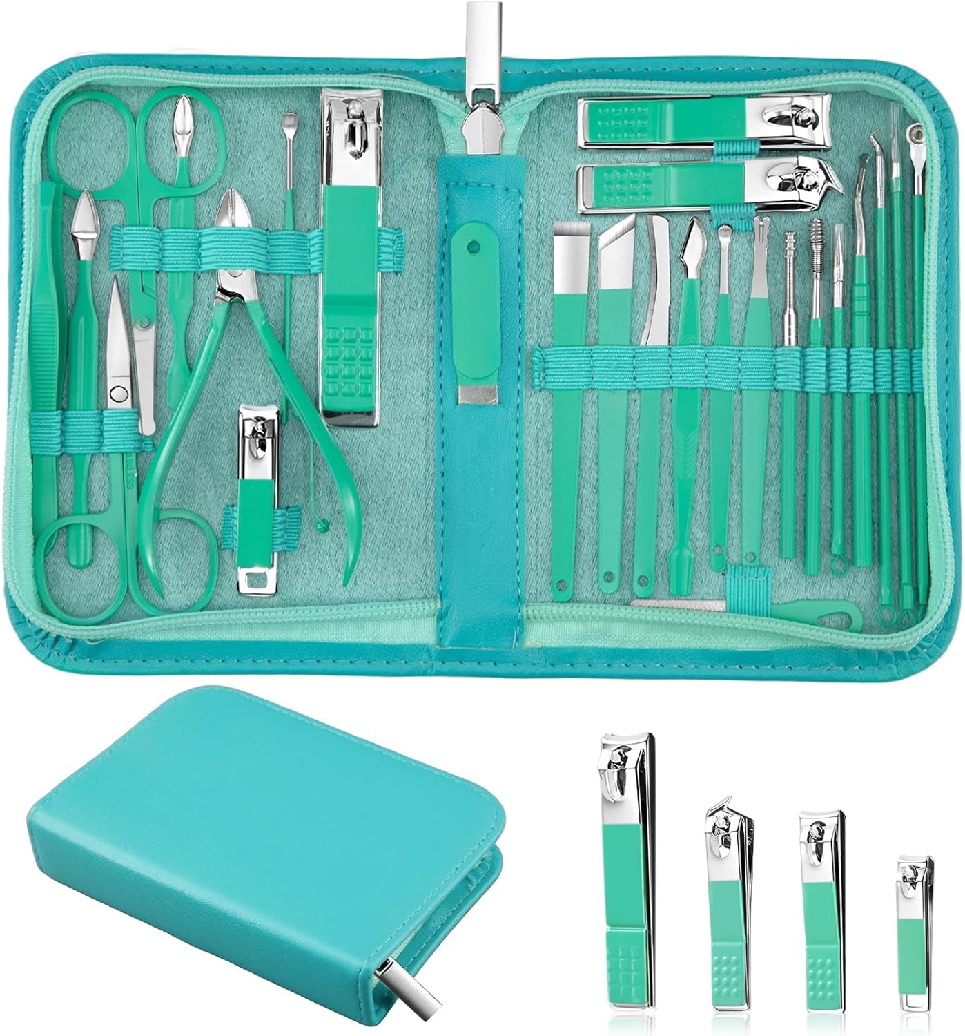 Manicure Set Professional Nail Clipper Kit-26 Pieces Stainless Steel Manicure Kit,Nail Care Tools with Luxurious Travel Case (Brown)