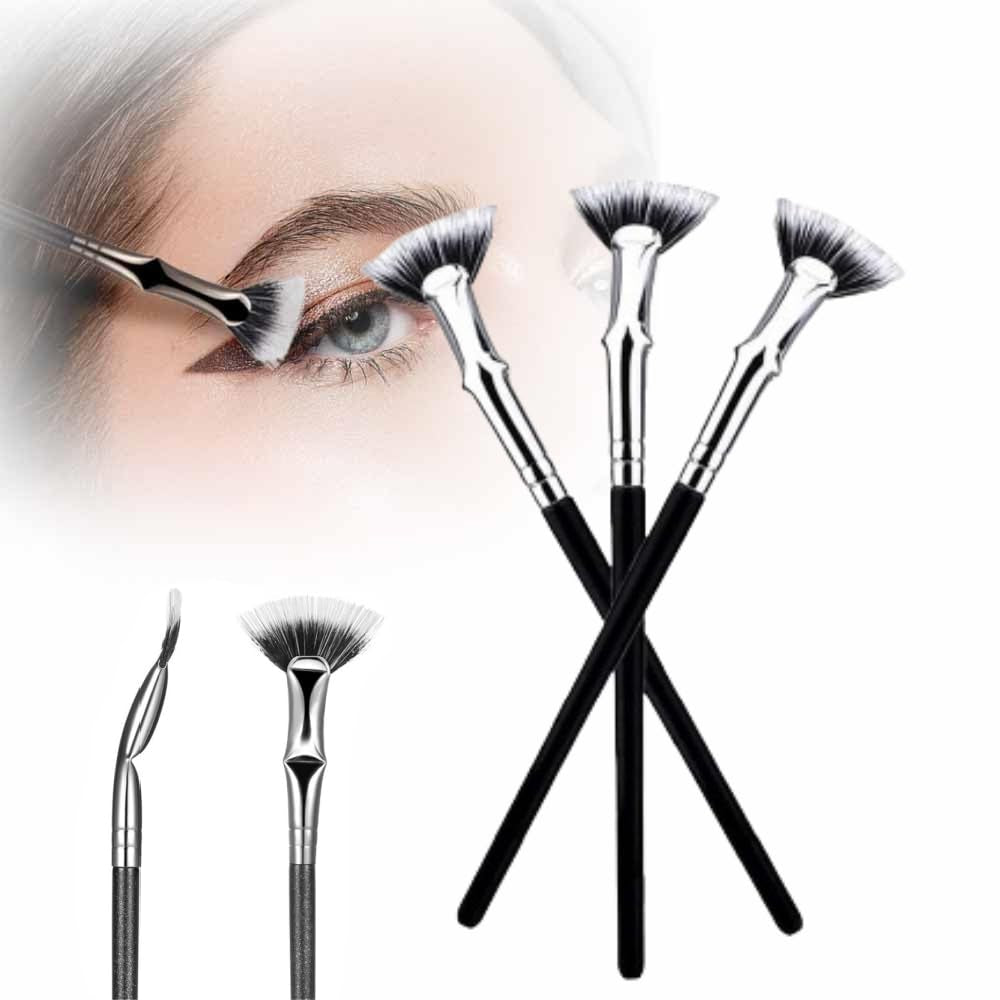 Folding Angle Scalloped Lash Brush, 2024 NEW Mascara Fan Brush for Lashes Eyelash Separator Tool, Eyelash Comb for Upper Lower Eye Lash Makeup Tools, Eye Makeup Fan Brush for Women (3 PCS)