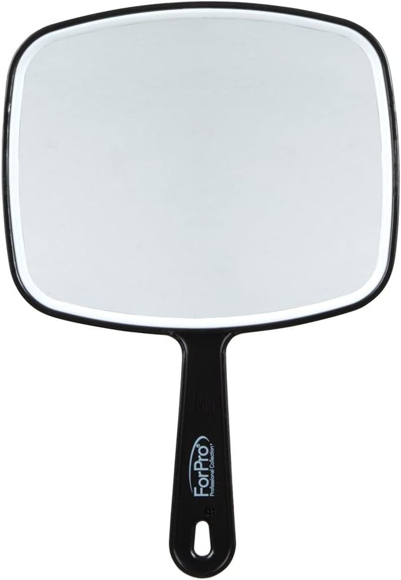 Premium Hand Mirror with Handle, 6.3" W X 9.6" L, Multi-Purpose Handheld Mirror with Distortion-Free Reflection, Black