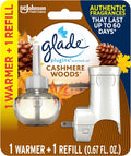 Plugins Refills Air Freshener Starter Kit, Cashmere Woods, Scented and Essential Oils for Home and Bathroom, 0.67 Fl Oz, 1 Warmer + 1 Refill