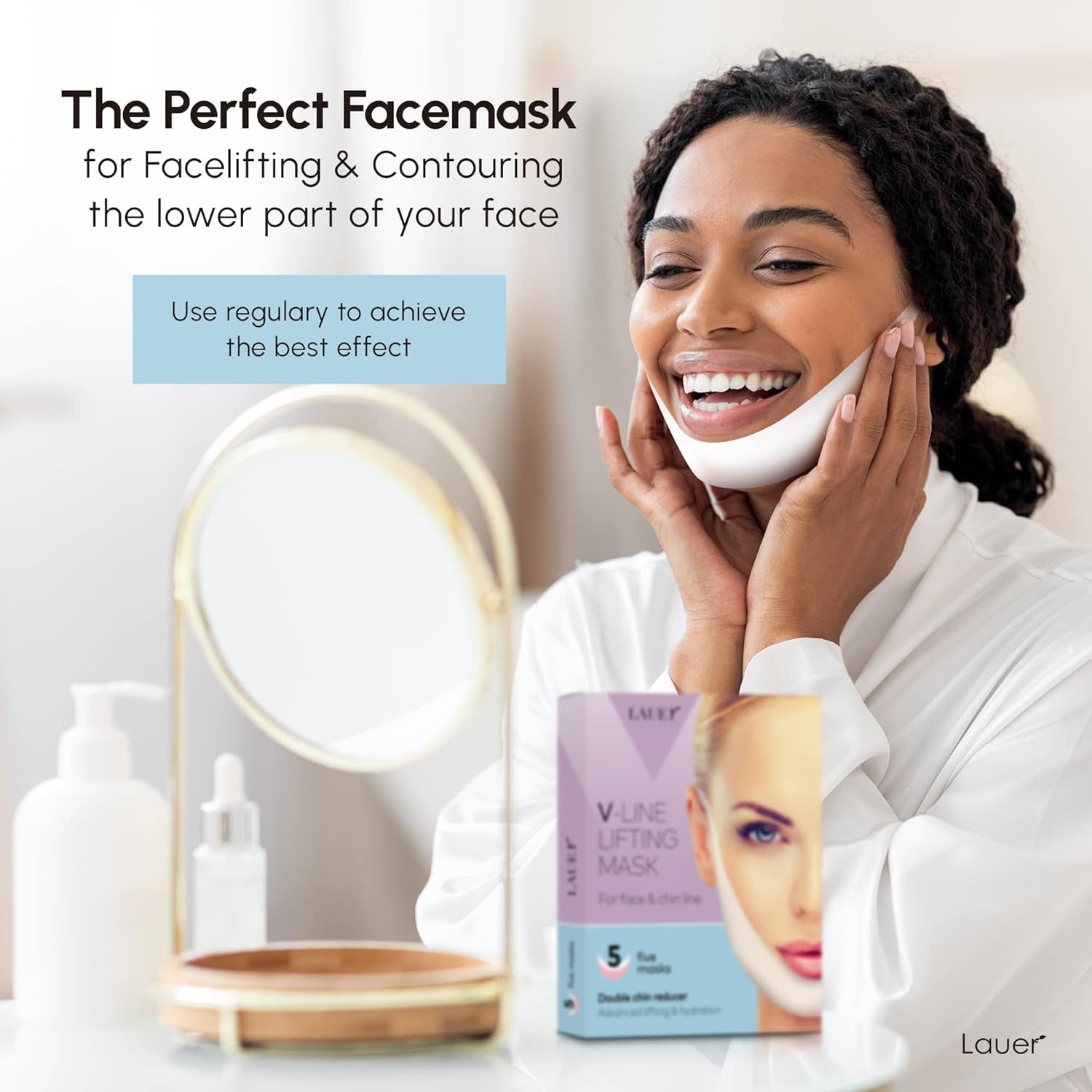 V Shaped Contouring Face Mask Line Shaping Lifting Belt Neck Reduction Jawline Lift Tape Enhancer Firming Chin up Collagen Hyaluronic Acid Aloe Vera