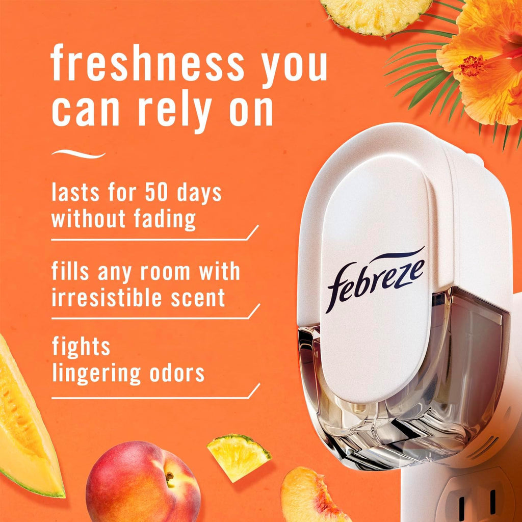 Plug in Air Freshener, Odor-Fighting Scented Oil Refill, Air Fresheners for Home and Bathroom and Kitchen, Long Lasting for Strong Odors, Hawaiian Aloha Scent, 0.87Oz Refills, 3 Count