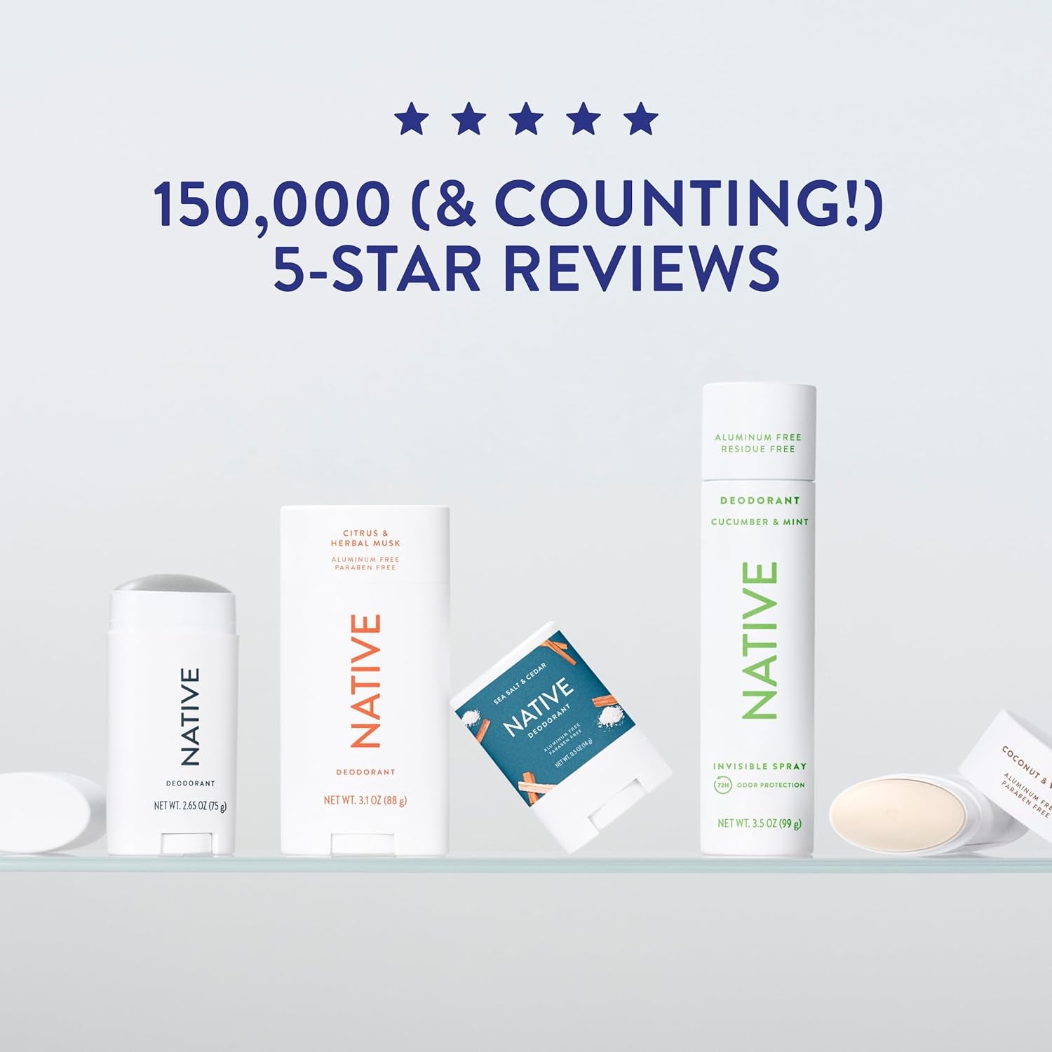 Deodorant Contains Naturally Derived Ingredients, 72 Hour Odor Control, Deodorant for Women and Men, Aluminum Free, Unscented 2.65Oz