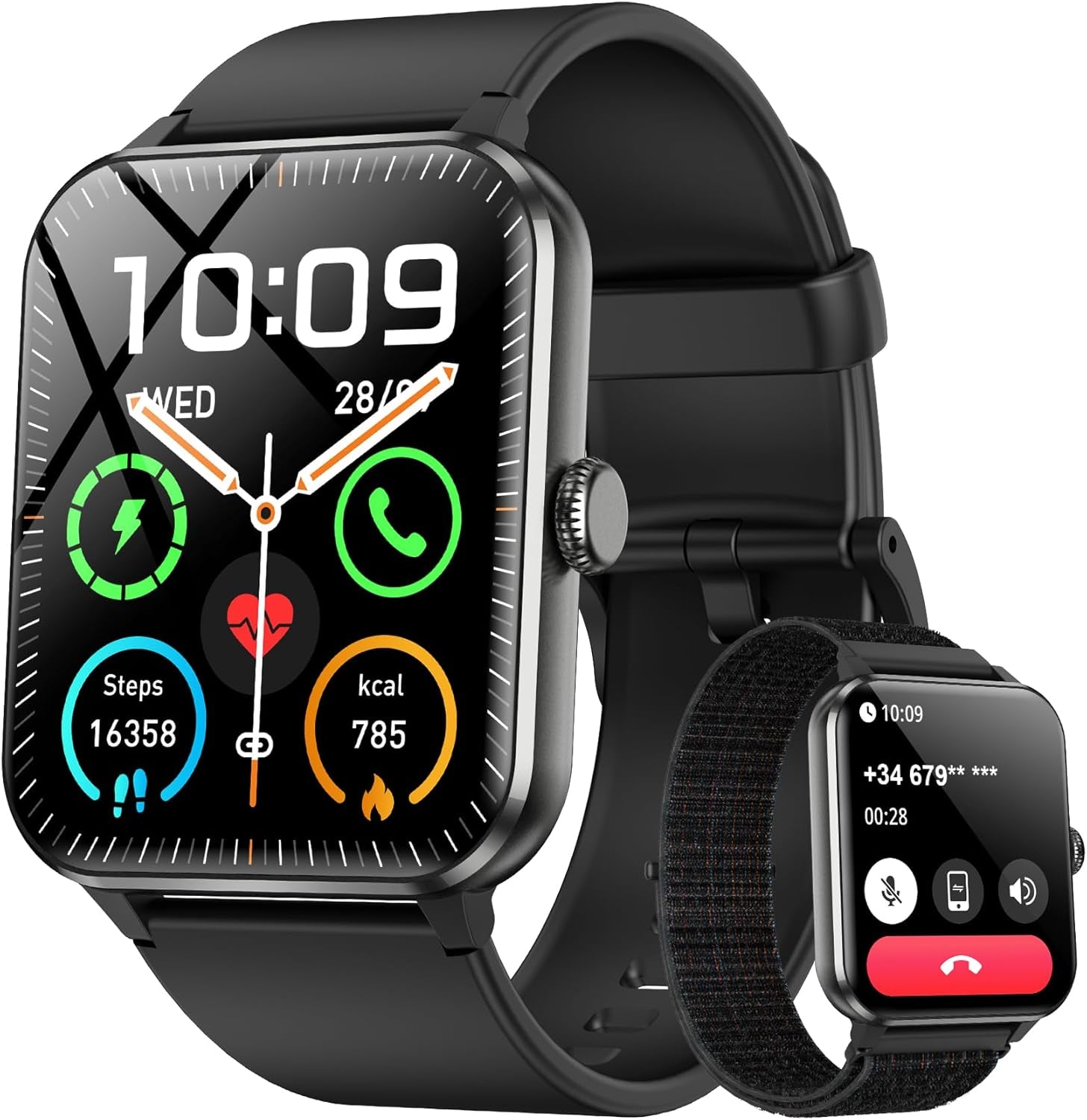2026 Smart Watch (Answer/Make Calls), Fitness Watch for Men and Women with Heart Rate/Spo2/Sleep Monitor/2 Straps, 100+ Sports Modes, IP68 Waterproof Activity Tracker for Android/Iphone