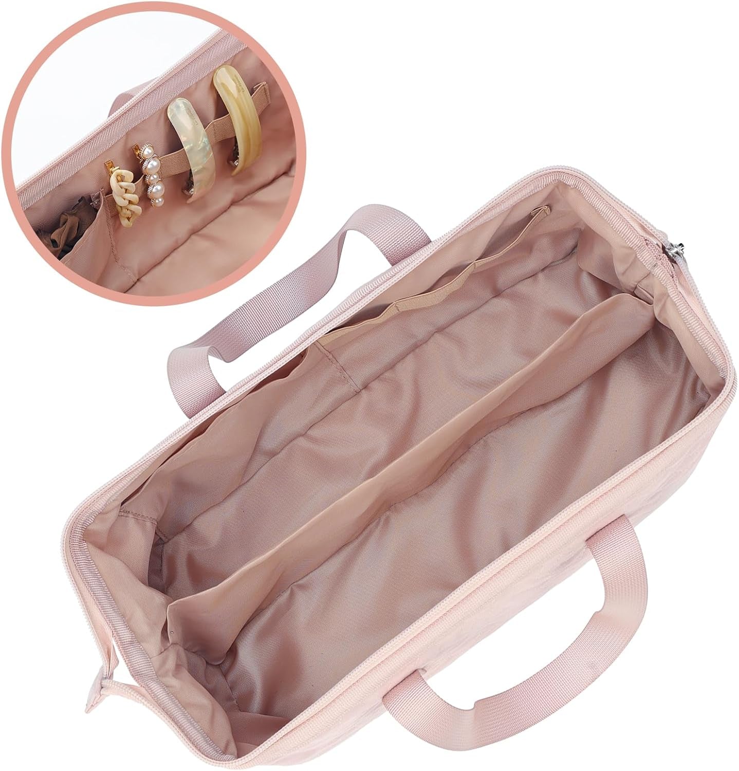 Hair Tools Travel Carrying Bag, Portable Hair Air Wrap Dryer Case, Hair Dryer/Curling Iron/Airstraight Attachment Organizer, Pink
