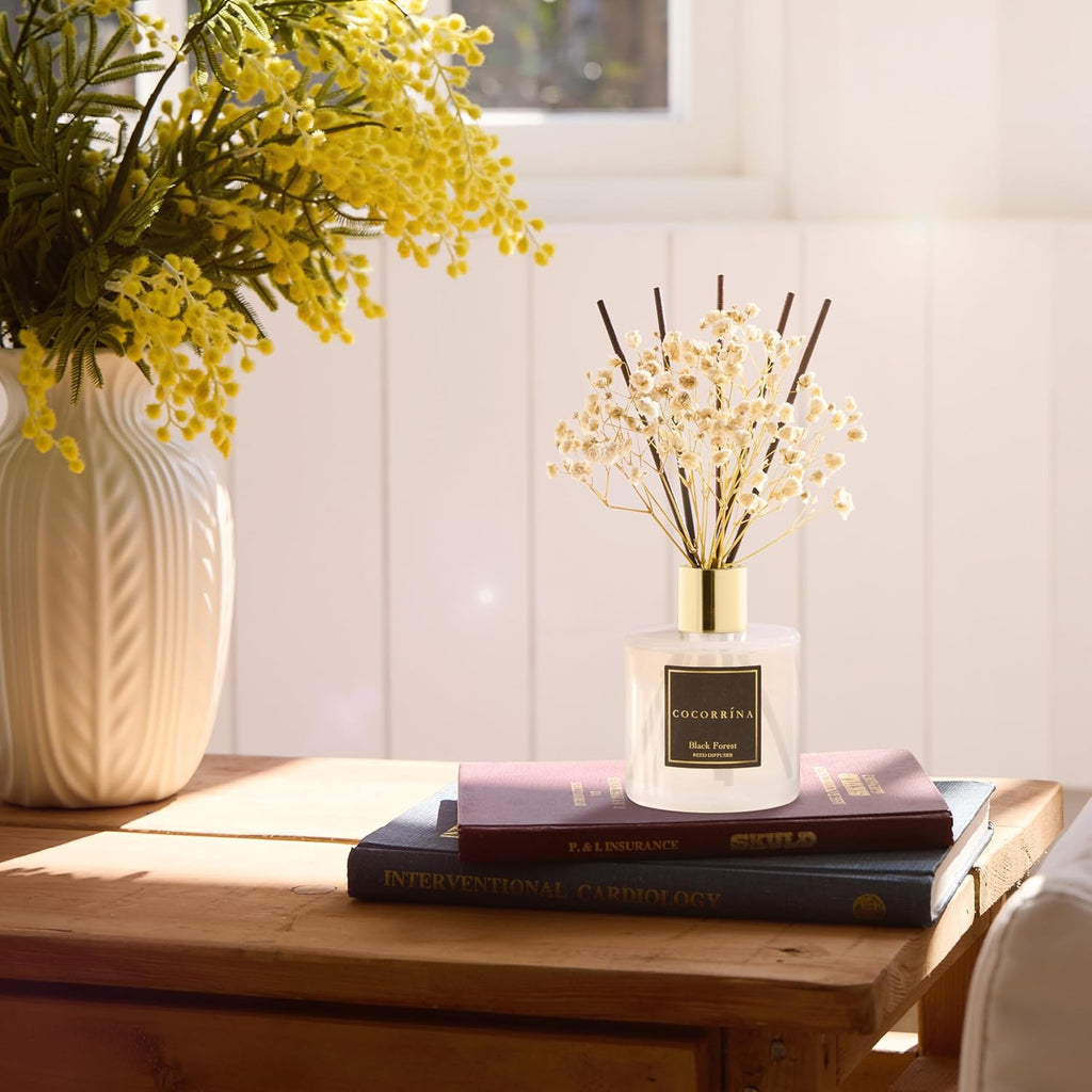 Reed Diffuser Sets, 6.7 Fl Oz. Black Forest Diffuser with Sticks Home Fragrance Reed Diffuser for Bathroom Shelf Decor