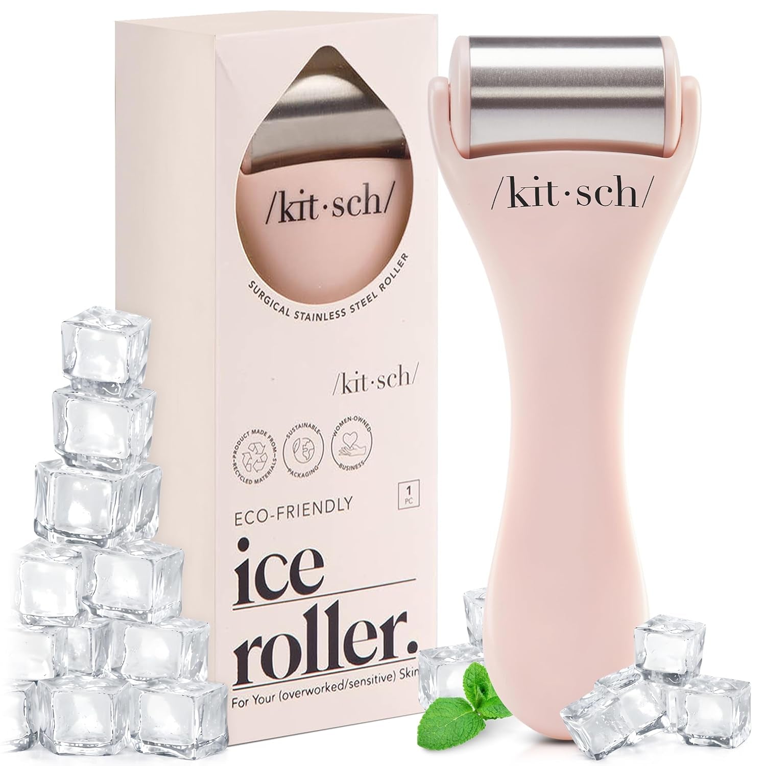 Mini Facial Roller & Ice Face Roller Skin Care Tool Set – Stainless Steel Face Rollers to Reduce Puffiness, Redness & Headaches, Great Irritation Relief & Spa-Like Experience Anywhere - Blush