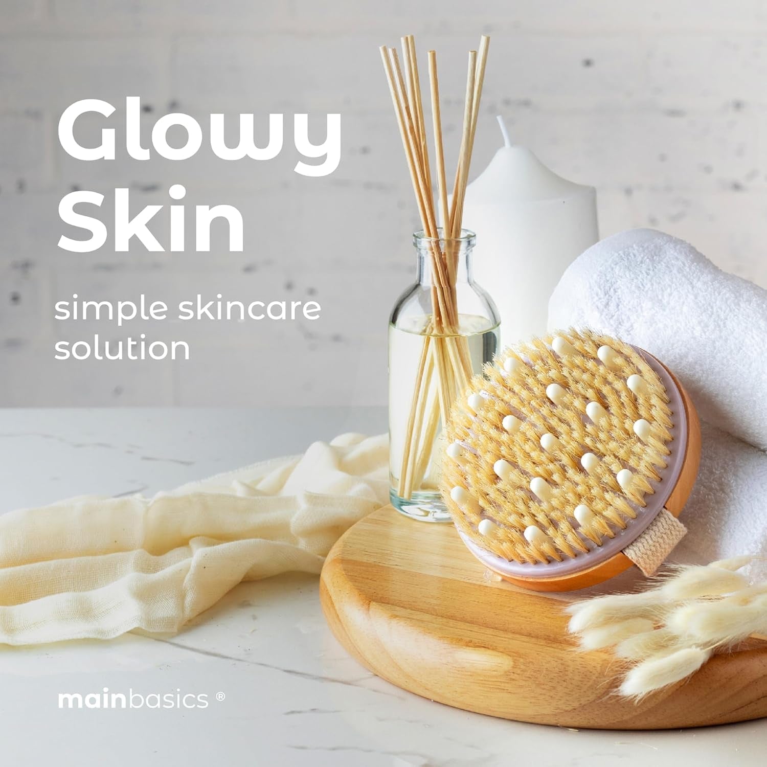 Dry Brushing Body Brush for Lymphatic Drainage, Dry Skin, Cellulite, Blood Circulation with Exfoliating Natural Bristles and Massage Nodes for Flawless Skin
