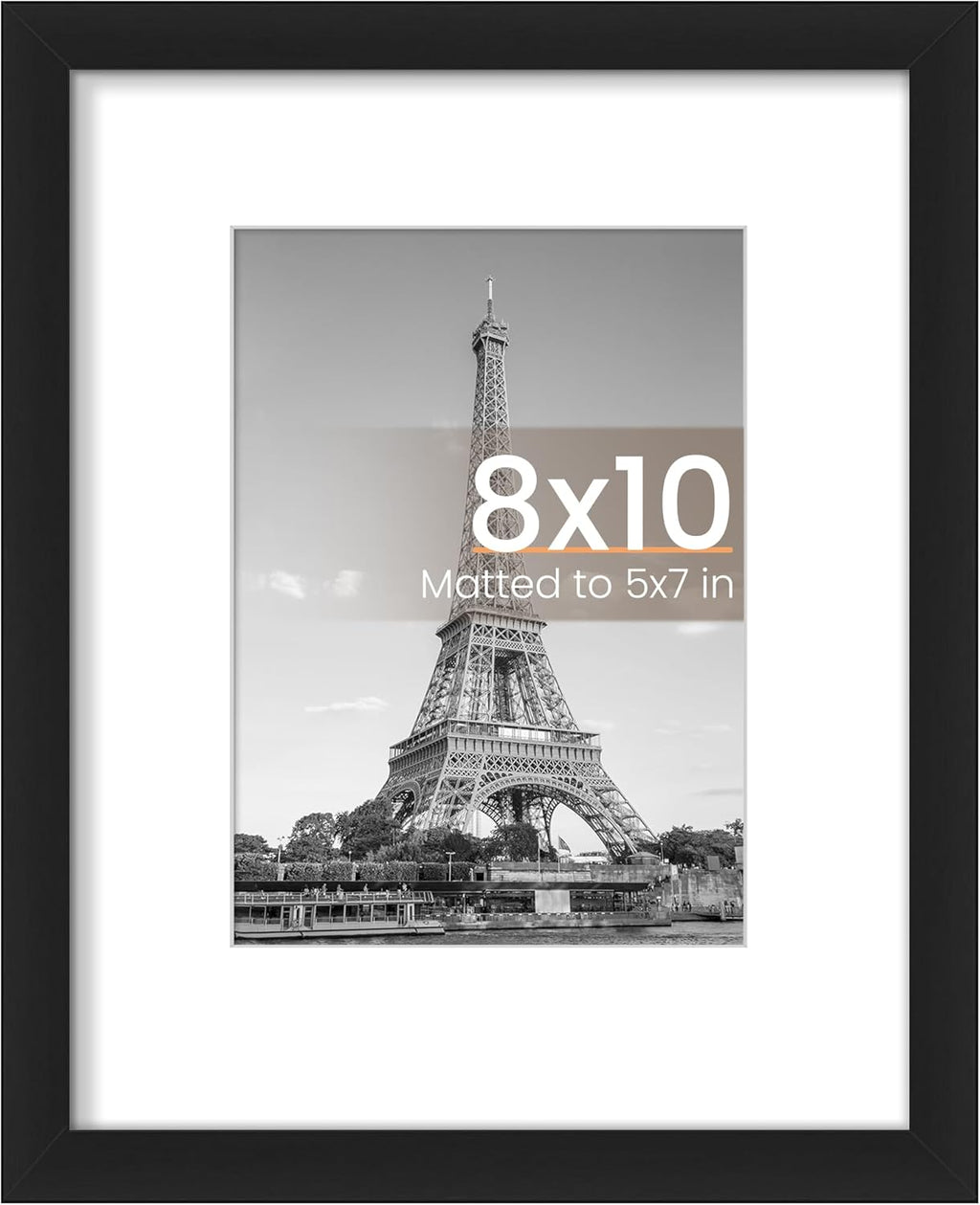 8.5x11 Black Picture Frame – Wall Hanging Display with Mat
