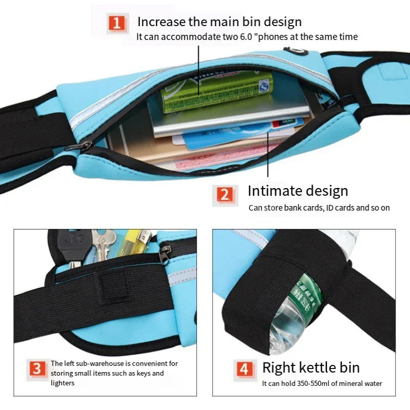 1Pc Running Bag Women Waist Bag Belt Bag Men Sports Fanny Pack Mobile Phone Bag Gym Running Cell Phone Jogging Run Cycling Bag