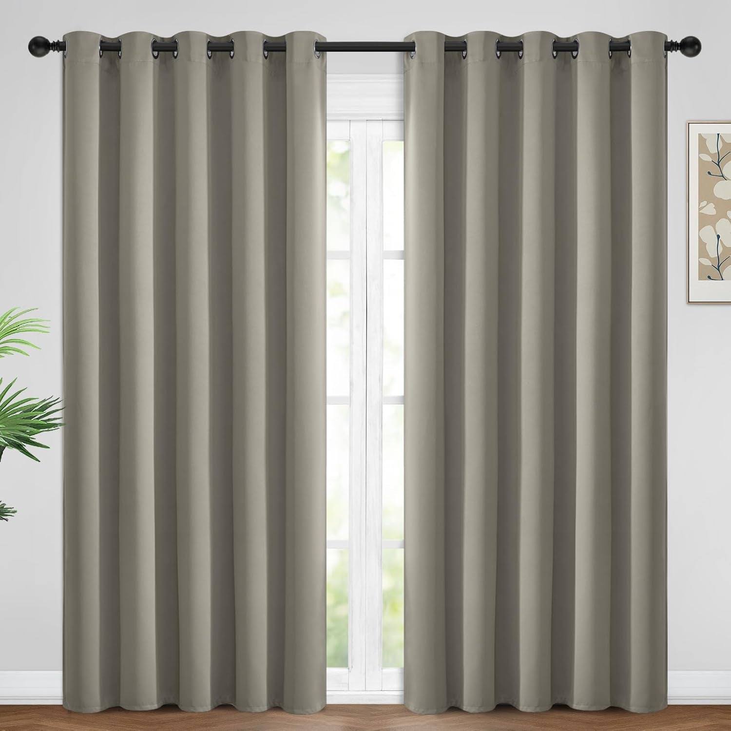 Room Darkening Gray Blackout Curtains 84 Inch Long Light Blocking Thermal Insulated Window Treatment Grommet Drapes for Bedroom Living Room, 52W X 84L, Grey Curtains, 2 Panels