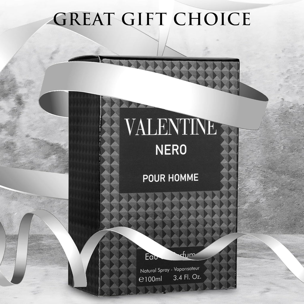 Valentine Nero for Men - Woody Aromatic Fragrance with Floral and Mineral Notes - Masculine Scent - 100Ml