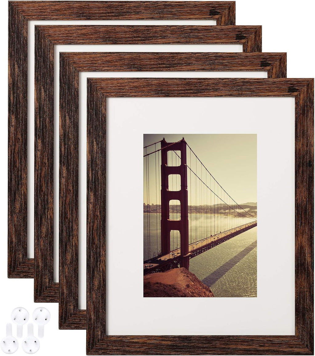 4X6 Picture Frame Distressed Farmhouse Wood Pattern Set of 4,Display 3.5X5 with Mat or 4X6 without Mat,Multicolour