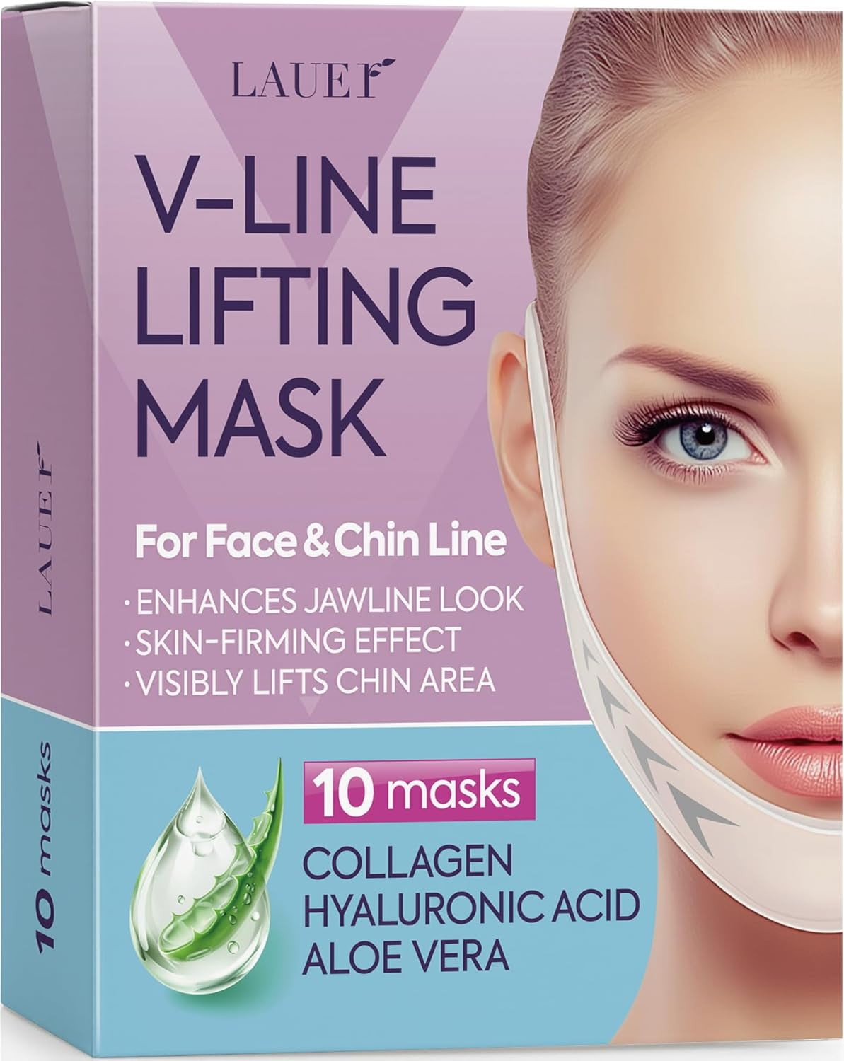 V Shaped Contouring Face Mask Line Shaping Lifting Belt Neck Reduction Jawline Lift Tape Enhancer Firming Chin up Collagen Hyaluronic Acid Aloe Vera