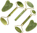 Jade Roller & Gua Sha Set 5 in 1 Facial Massager Tools - Jade Gua Sha Facial Massager Set with Roller for Face Sculpting & Skin Care | Jade Gua Sha Facial Massager Set with Roller for Face Sculpting & Skin Care