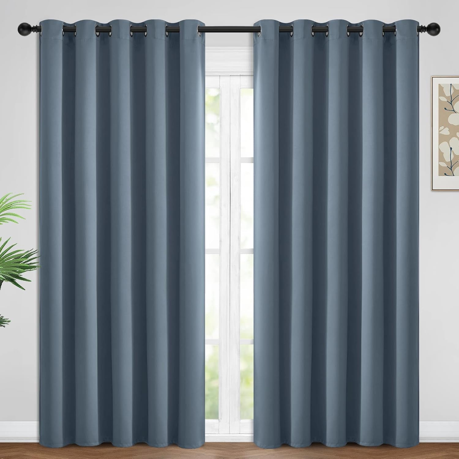 Room Darkening Gray Blackout Curtains 84 Inch Long Light Blocking Thermal Insulated Window Treatment Grommet Drapes for Bedroom Living Room, 52W X 84L, Grey Curtains, 2 Panels