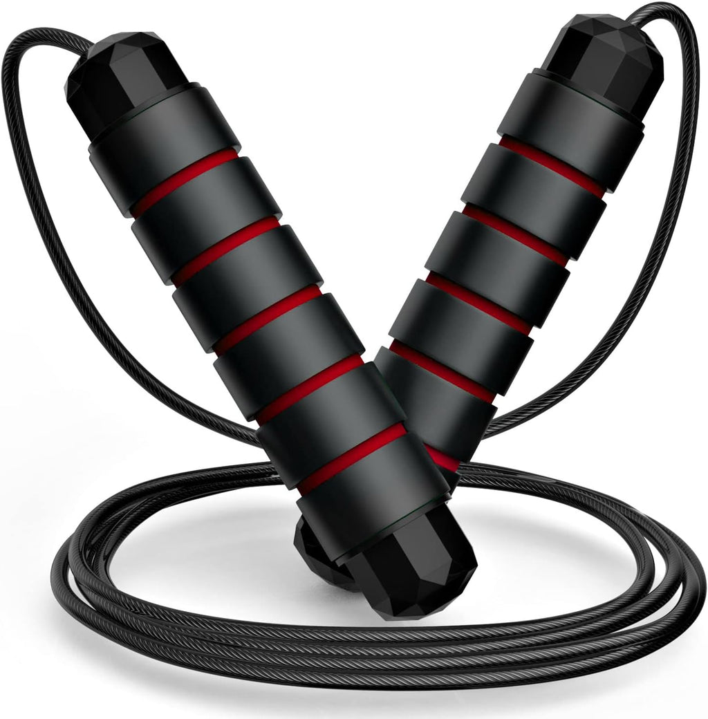 Jump Rope, Tangle-Free Rapid Speed Jumping Rope Cable with Ball Bearings for Women, Men & Kids, Adjustable Steel Jump Rope with Foam Handles for Home Gym Exercise Fitness Workout Equipment & Slim Body