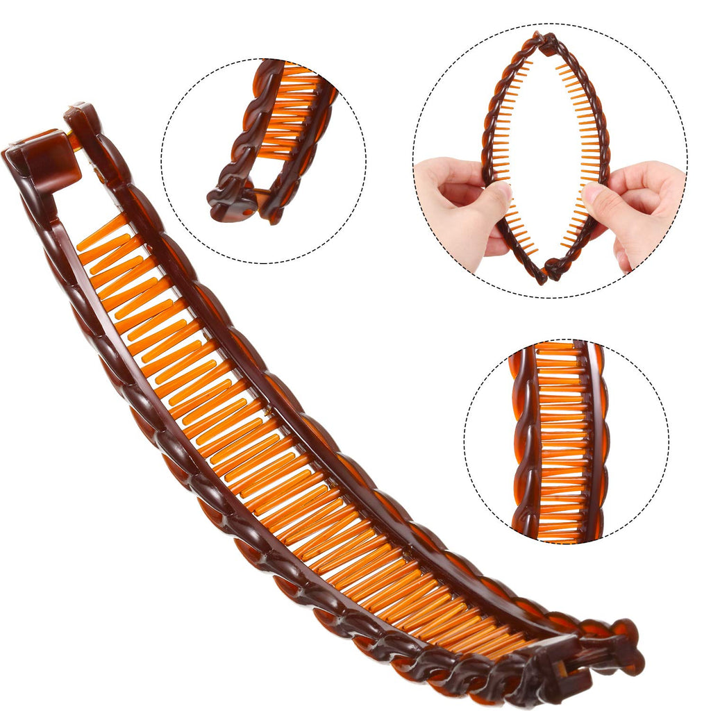 6 Pieces Banana Hair Clip Clincher Combs Clip Fishtail Fish Shape Hair Clip Ponytail Banana Clip Accessory for Women Hair(Black, Brown)