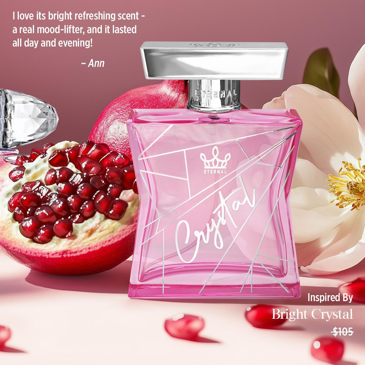 Eternal Crystal - Inspired by Bright Crystal - 3.4 Oz (100Ml) - Eau De Parfum - Long-Lasting - Vegan - Clean Ingredients - Perfume Spray for Women - 2000 Sprays per Bottle