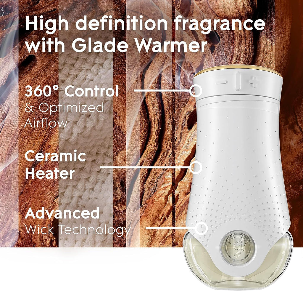 Plugins Refills Air Freshener Starter Kit, Cashmere Woods, Scented and Essential Oils for Home and Bathroom, 0.67 Fl Oz, 1 Warmer + 1 Refill