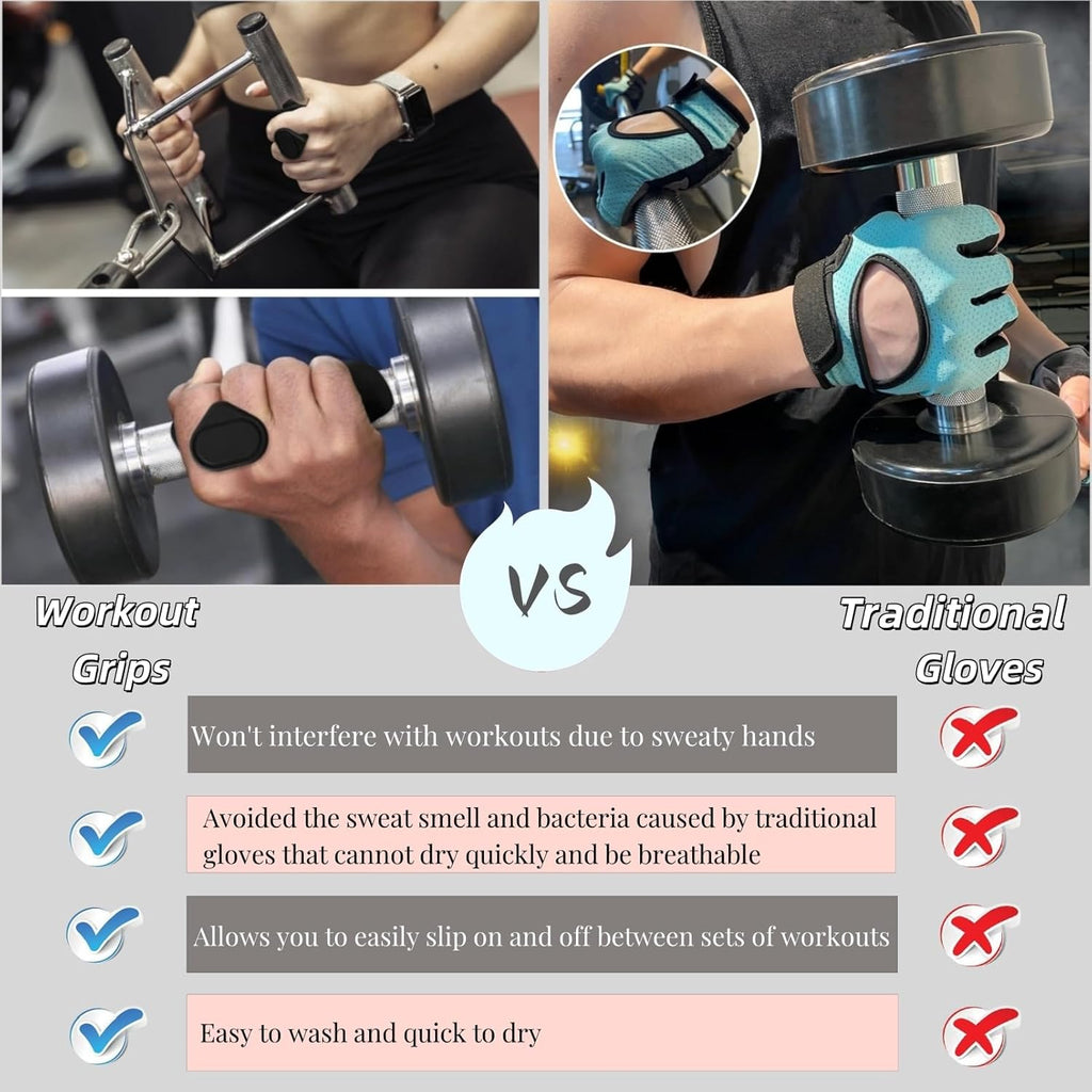 Anti-Slip Workout Grips, Ergonomic Workout Gloves, Weight Lifting Grips, for Men and Women, Silicone Gym Grips Pads, Soft, Palm Protection, Suitable for Various Fitness Training
