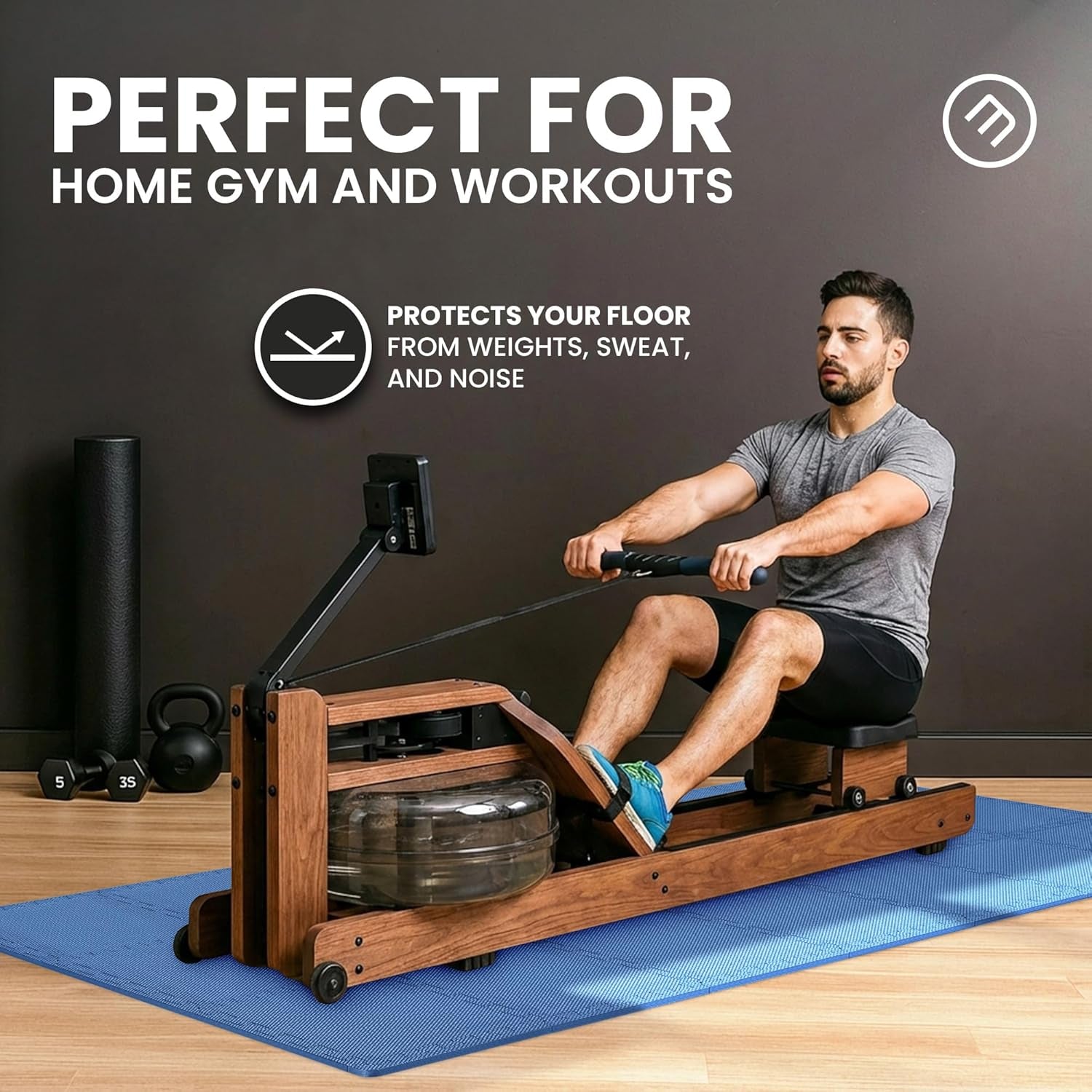 Gym Mats Set - 18 Pcs EVA Interlocking Foam Floor Tiles (12.6"X12.6"X0.4") 18Sqft Protective Gym Flooring Sports Home Workout Exercise Mats Puzzle Garage Fitness Play-Room Pool Treadmill Bike