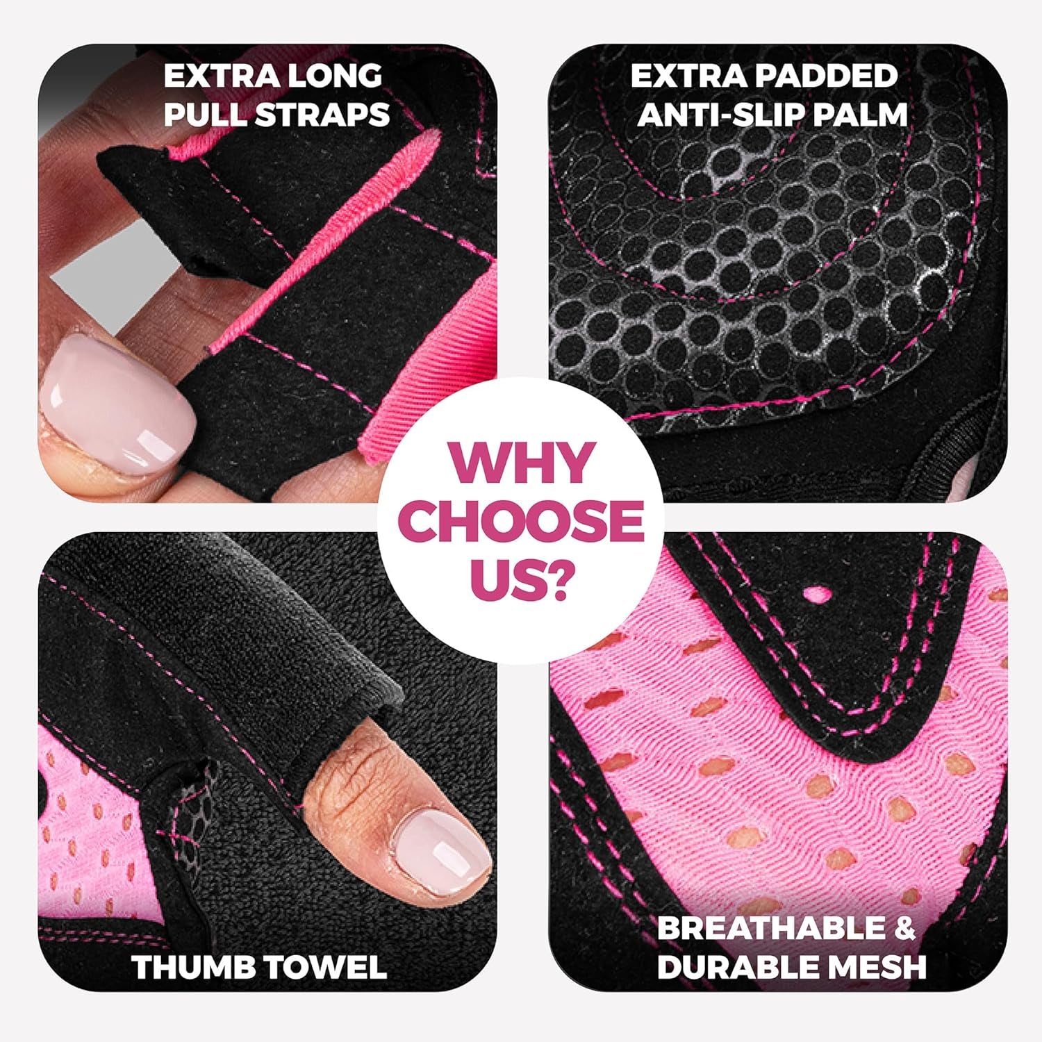 Workout Gloves for Women – Breathable Gym Gloves for Women with Palm Protection and Enhanced Grip – Padded Weight Lifting Glove for Womens with Wrist Wraps Support Weightlifting Exercise Cycling