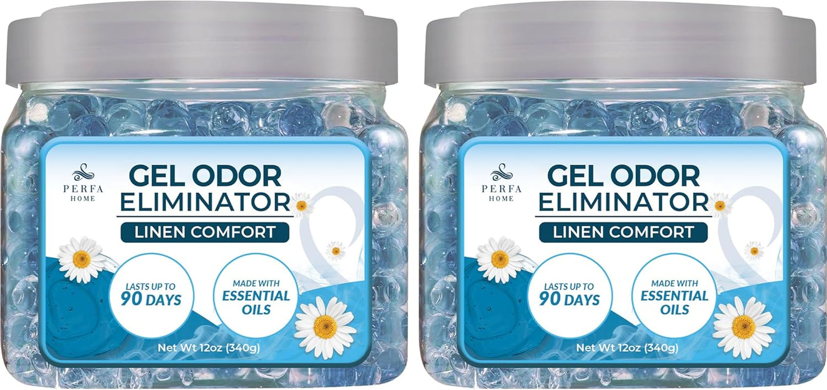 Scented Gel Air Freshener | (Pack of 2) Linen Comfort Gel Air Fresheners for Home, Office, and Small Spaces | Lasts 90 Days for Improved Home Fragrance | Essential House Air Freshener by