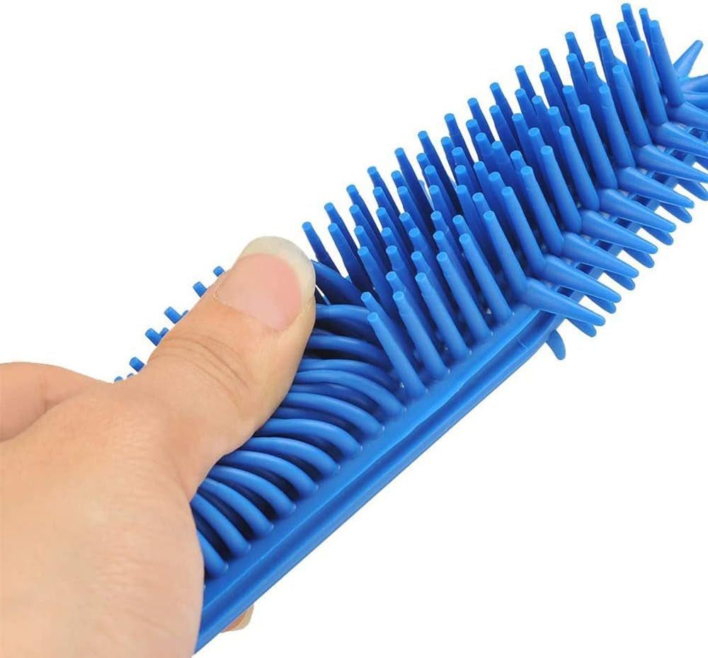 2 Pack Pet Hair Removal Tool Pet Hair Remover Rubber Cat Hair Remover Portable for Carpet Clothes Furniture Sofa Leather Car Seat Bath with Massage Effect (Green + Blue)