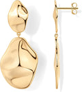 14K Gold Plated 925 Sterling Silver Posts Teardrop Statement Dangle Earrings | Lightweight Hammered Drop Dangle Earrings for Women