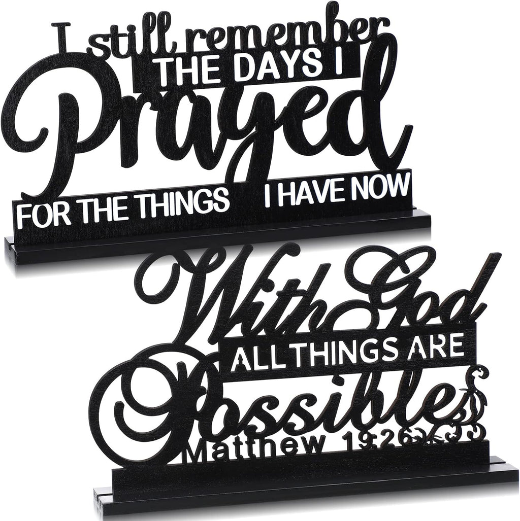 I Still Remember the Days I Prayed Sign Inspirational Table Blessed Signs Motivational Decor Farmhouse Table Home Centerpieces Faith Wooden Shelf for Living Room Office(Classic Style)