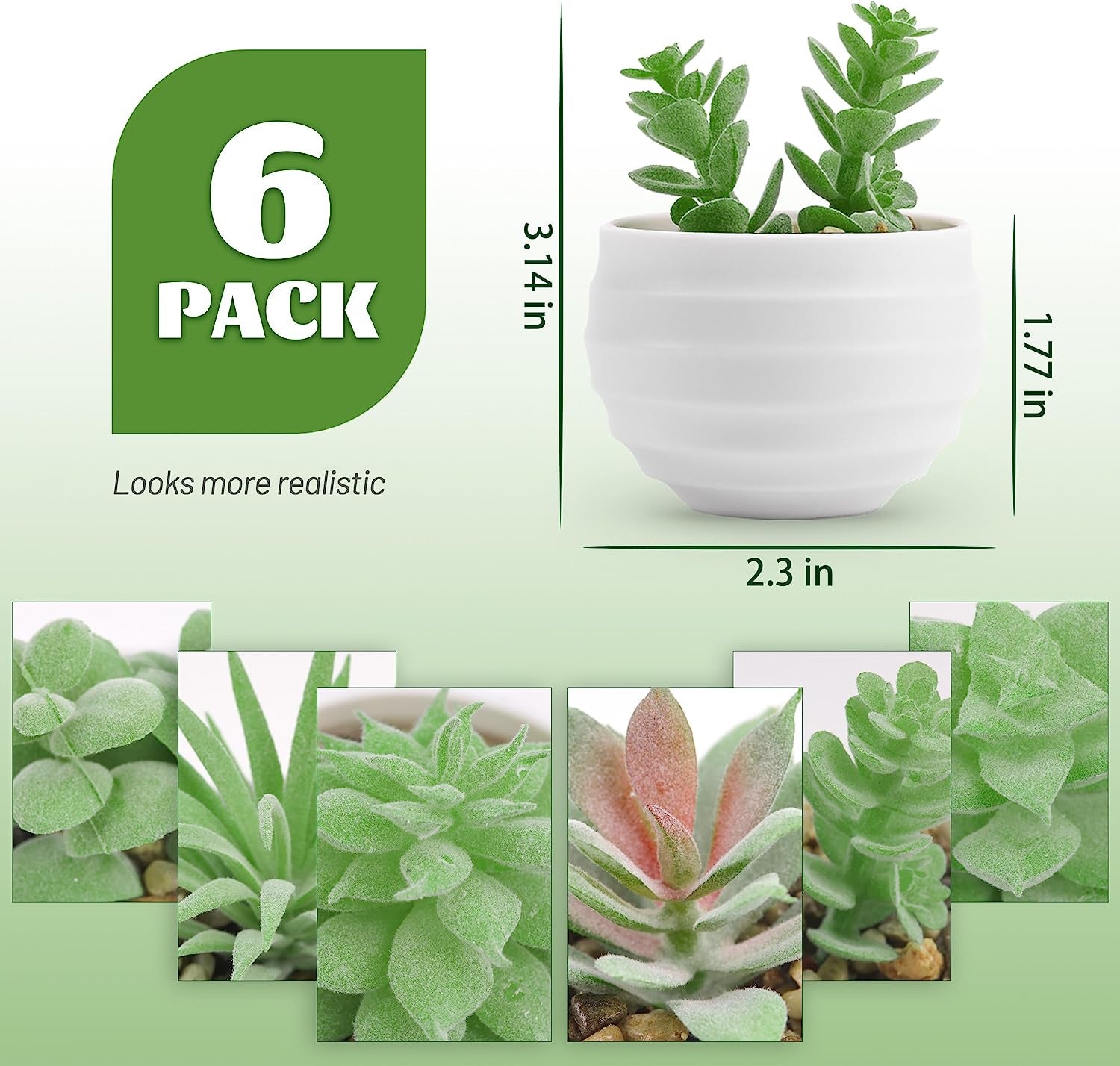 Set of 6 Succulents Plants Artificial in Pots Small Fake Plants for Bedroom Aesthetic Living Room Shelf Bathroom Decor Office Desk Accessories