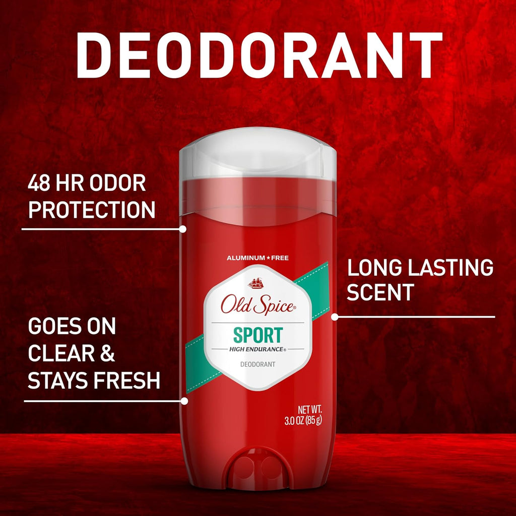 Aluminum Free Deodorant for Men, High Endurance, 24/7 Sweat Defense & Odor Protection to Eliminate Odors, 24/7 Freshness & Lasting Scent, Sport Scent, 3.0 Oz (Pack of 3)