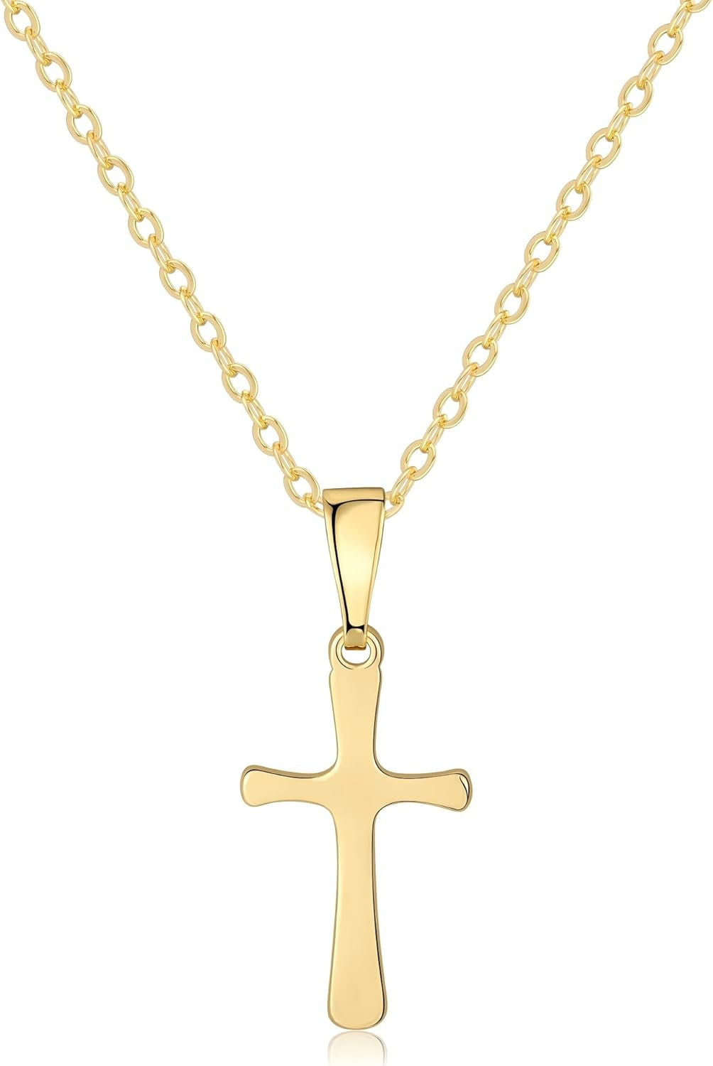 Cross Necklace for Women 14K Gold Silver Plated Dainty Small Cross Pendant Choker Simple Trendy Cute Cross Charm Chain Necklace Easter Basket Stuffers Baptism Religious Faith Jewelry Gift
