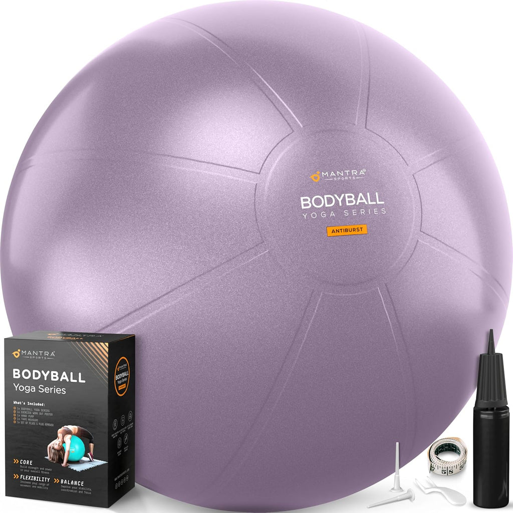 Exercise Ball – Yoga Ball for Pilates & Fitness - Birthing for Pregnancy, Stability, Core, Balance, Therapy for Physical Rehab, Workout for Home Gym & Office Chair, Fast Pump Included